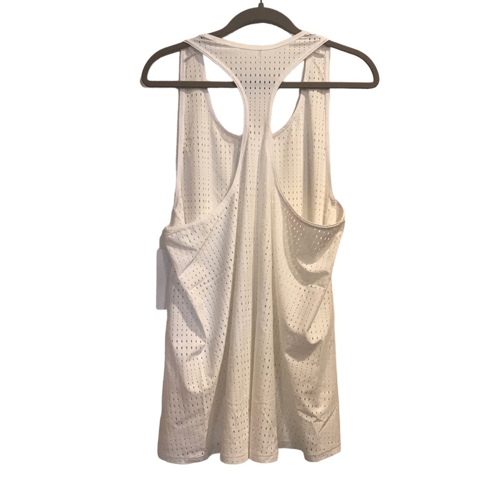 Athleta White A Game Tank Top NEW Perforated Racer Run High Neck 1X - Picture 2 of 6